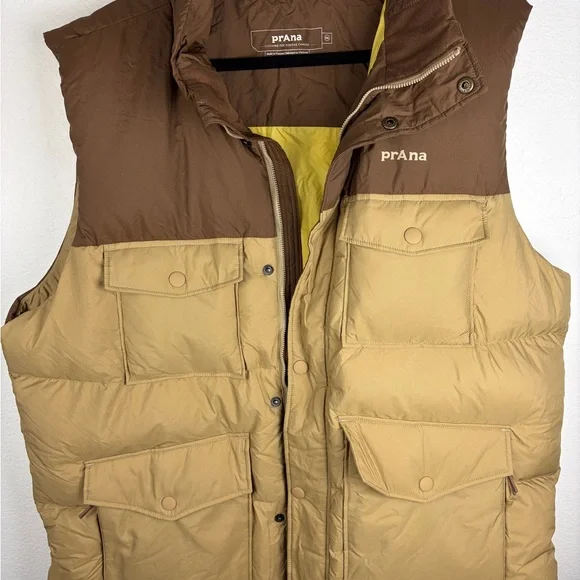 prAna by Columbia Timber Trail Down Puffer Vest Shire Colorblock XXL Brown  NWT - Picture 7 of 9